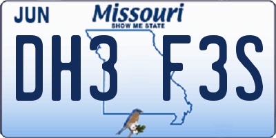 MO license plate DH3F3S