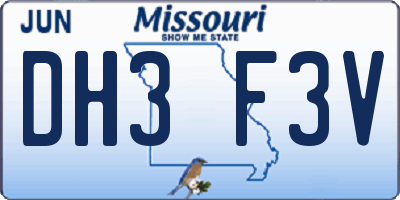 MO license plate DH3F3V