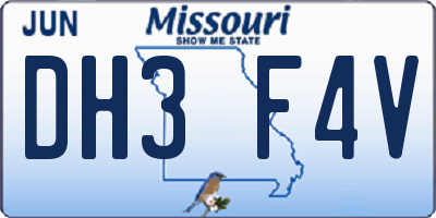 MO license plate DH3F4V
