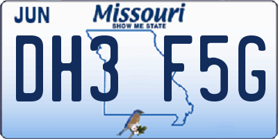 MO license plate DH3F5G