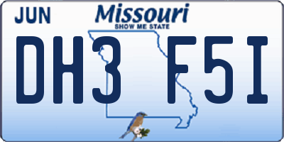 MO license plate DH3F5I