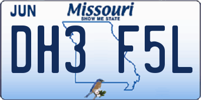 MO license plate DH3F5L