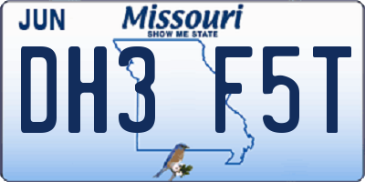 MO license plate DH3F5T