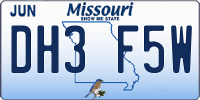 MO license plate DH3F5W
