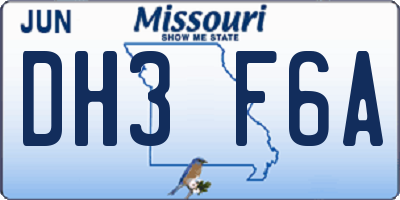 MO license plate DH3F6A
