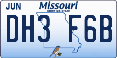 MO license plate DH3F6B