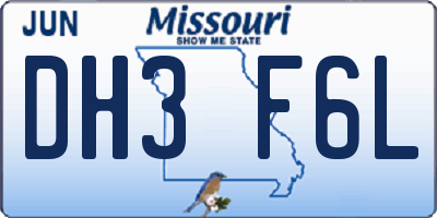 MO license plate DH3F6L
