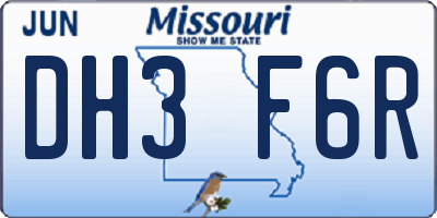 MO license plate DH3F6R