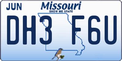 MO license plate DH3F6U