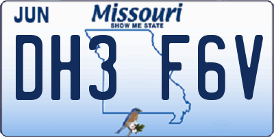 MO license plate DH3F6V