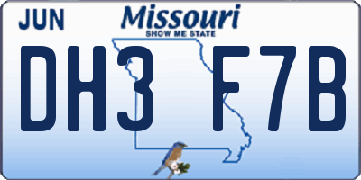 MO license plate DH3F7B