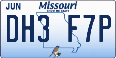 MO license plate DH3F7P