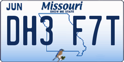 MO license plate DH3F7T