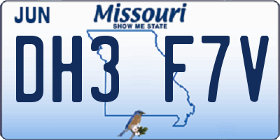 MO license plate DH3F7V