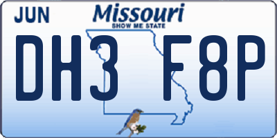 MO license plate DH3F8P