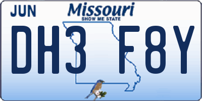 MO license plate DH3F8Y