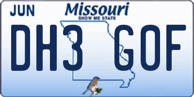 MO license plate DH3G0F