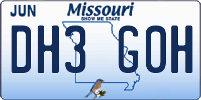 MO license plate DH3G0H