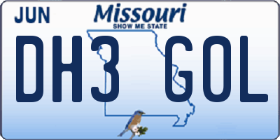MO license plate DH3G0L