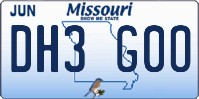 MO license plate DH3G0O