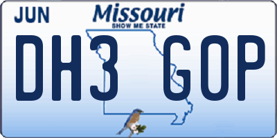 MO license plate DH3G0P