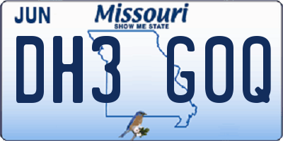 MO license plate DH3G0Q