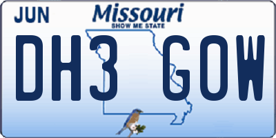 MO license plate DH3G0W