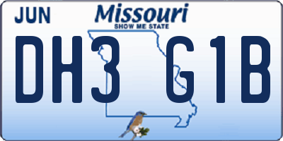 MO license plate DH3G1B