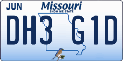MO license plate DH3G1D