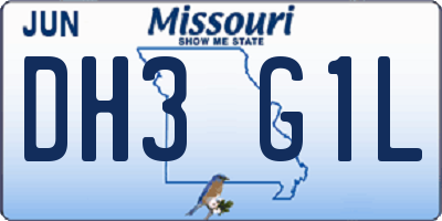MO license plate DH3G1L