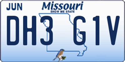 MO license plate DH3G1V