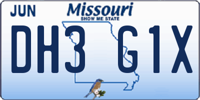 MO license plate DH3G1X
