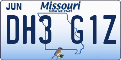 MO license plate DH3G1Z