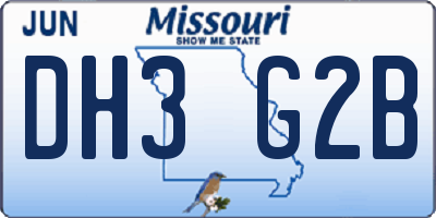 MO license plate DH3G2B