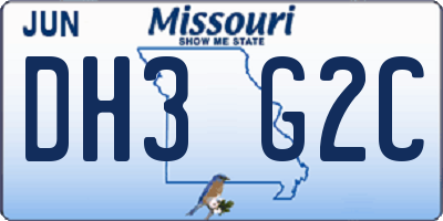MO license plate DH3G2C