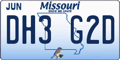 MO license plate DH3G2D
