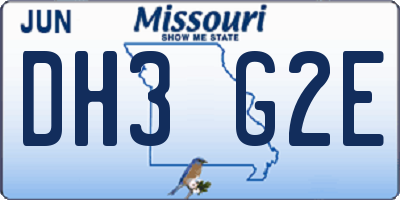 MO license plate DH3G2E