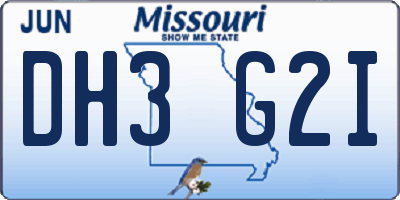 MO license plate DH3G2I