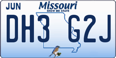 MO license plate DH3G2J