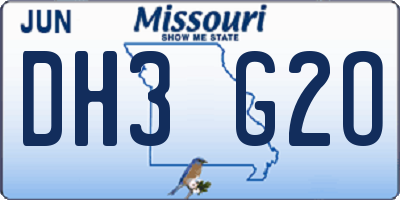MO license plate DH3G2O