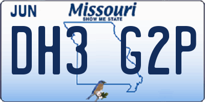 MO license plate DH3G2P