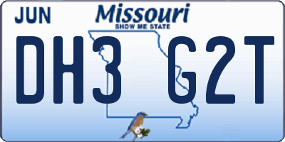 MO license plate DH3G2T