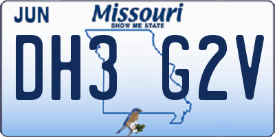 MO license plate DH3G2V