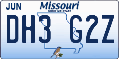 MO license plate DH3G2Z