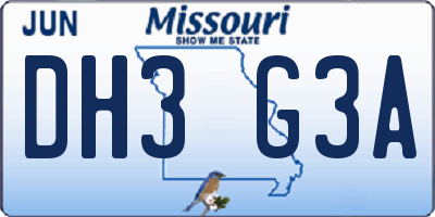MO license plate DH3G3A