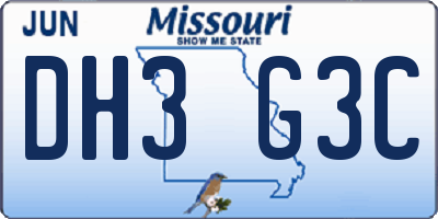 MO license plate DH3G3C