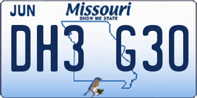 MO license plate DH3G3O