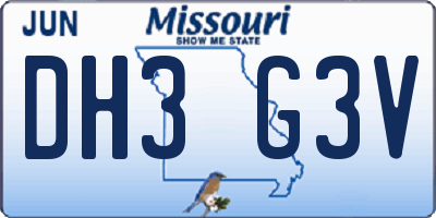 MO license plate DH3G3V