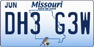 MO license plate DH3G3W