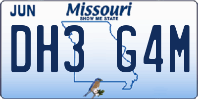 MO license plate DH3G4M